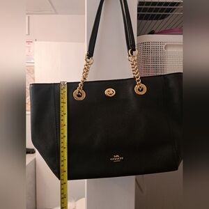 Coach Black Purse with Gold Chain Handles